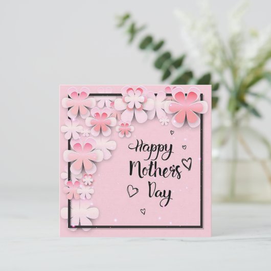 Rosa Blume Muttertag Feiertagskarte (Stehend Vorderseite)