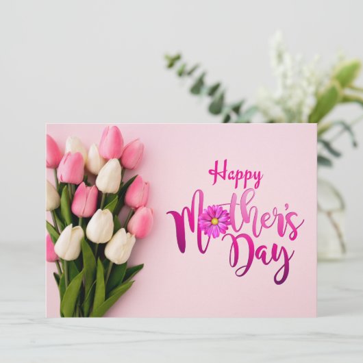 Rosa Blume Muttertagskarte Feiertagskarte (Stehend Vorderseite)