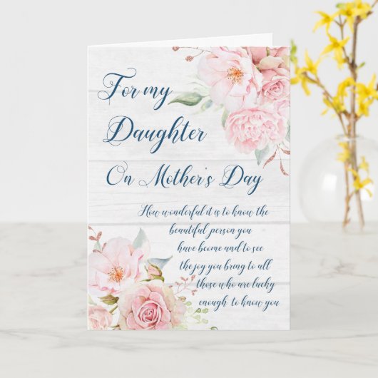 Rosa Blume Muttertagstochter Karte (Gelbe Blume)