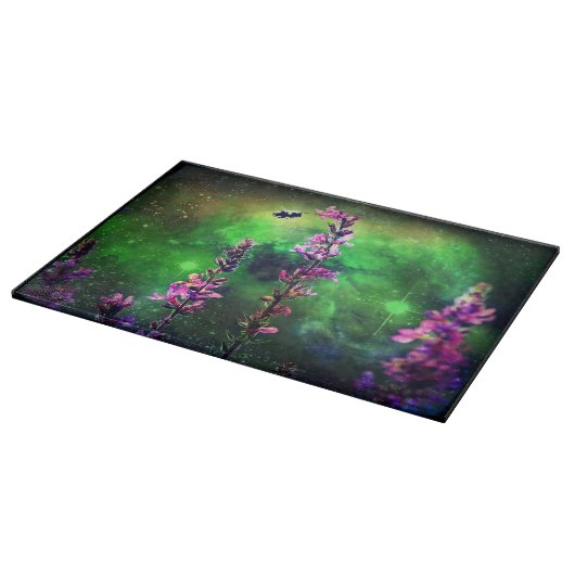 Rosa Blume n Beat gegen die Weltplatine Schneidebrett (Ecke)