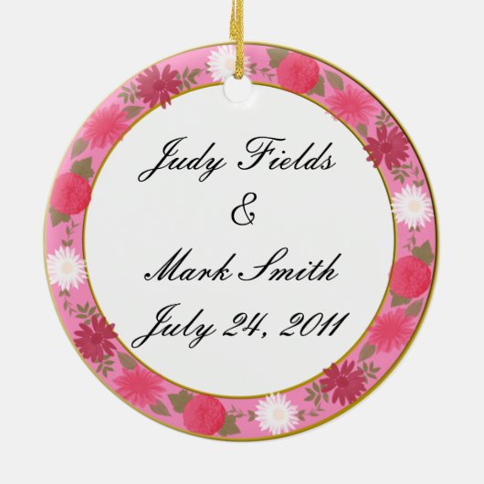 Rosa Blume nach Maß Keramik Ornament (Hinten)