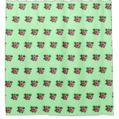 Rosa Blume Nahtloses Muster auf hellgrün Duschvorhang (Vorderseite)