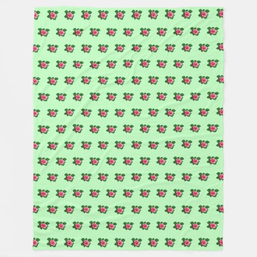 Rosa Blume Nahtloses Muster auf hellgrün Fleecedecke (Vorderseite)