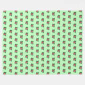 Rosa Blume Nahtloses Muster auf hellgrün Fleecedecke (Vorderseite (Horizontal))