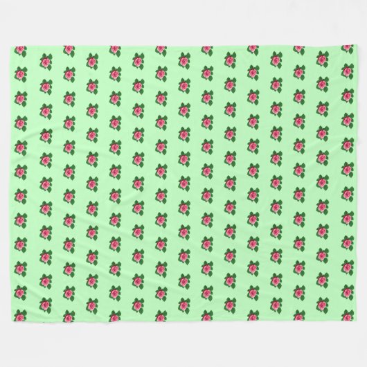 Rosa Blume Nahtloses Muster auf hellgrün Fleecedecke (Vorderseite (Horizontal))