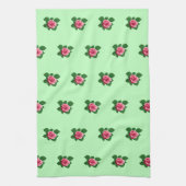 Rosa Blume Nahtloses Muster auf hellgrün Geschirrtuch (Vertikal)