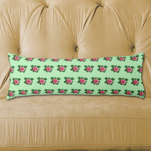 Rosa Blume Nahtloses Muster auf hellgrün Seitenschläferkissen