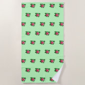 Rosa Blume Nahtloses Muster auf hellgrün Strandtuch (Vorderseite)