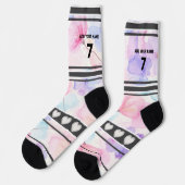 Rosa Blume - Name Nummer Socken (Linkes Detail)