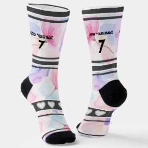 Rosa Blume - Name Nummer Socken