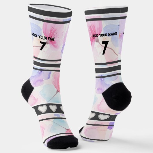 Rosa Blume - Name Nummer Socken (Gewinkelt)