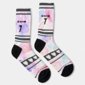 Rosa Blume - Name Nummer Socken (Rechts)