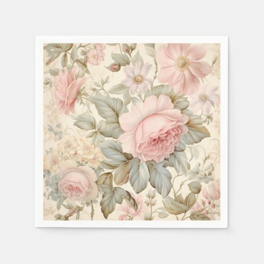 Rosa Blume Napkins Serviette (Vorderseite)