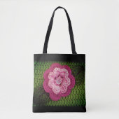 Rosa Blume Natürliche grüne Kunsthandwerk Crochet Tasche (Vorderseite)