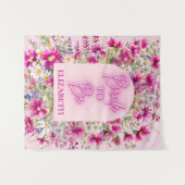 Rosa Blume Neon Glow Brie zum Brautparty Wandteppich (Vorderseite (Horizontal))