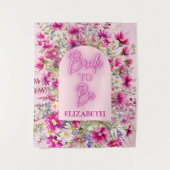 Rosa Blume Neon Glow Brie zum Brautparty Wandteppich (Vorderseite)