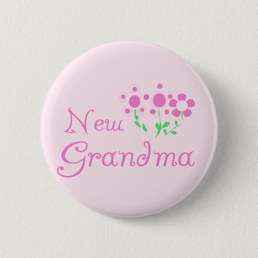 Rosa Blume Neue Oma Tshirts und Geschenke Button (Vorderseite)