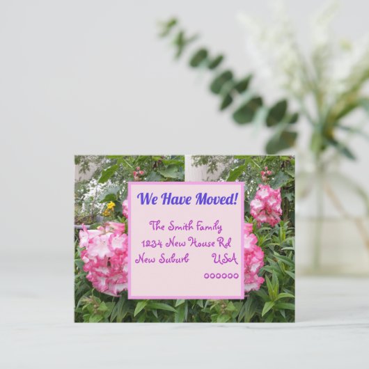 Rosa Blume Neue Postkarte, wir bewegen uns Postkarte (Stehend Vorderseite)