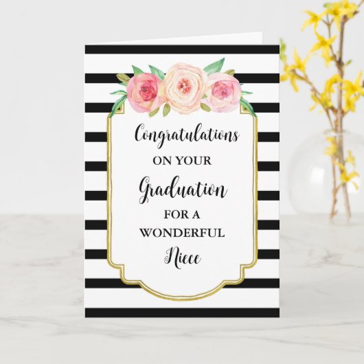 Rosa Blume Nichte Glückwünsche Abschluss Karte (Gelbe Blume)