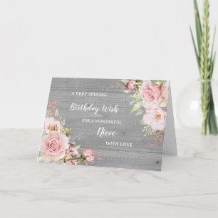 Rosa Blume Niece Birthday Card Karte
