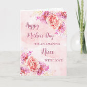 Rosa Blume Niece Happy Mother Day Card Karte (Vorderseite)