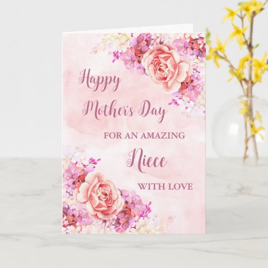 Rosa Blume Niece Happy Mother Day Card Karte (Gelbe Blume)