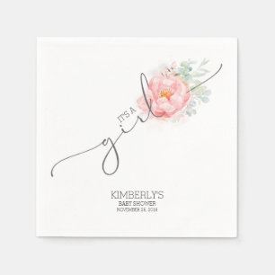 Rosa Blume Niedlich Babydusche Napkins Serviette