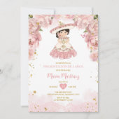 Rosa Blume Niedlich Niña Presentación De Tres Años Einladung (Vorderseite)