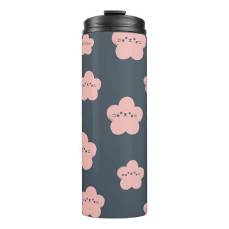 Rosa Blume | Niedliche Gesichtkatze | Katzenliebha Thermosbecher