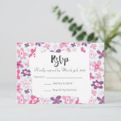 Rosa Blume Niedliche Whimsical Wedding RSVP (Stehend Vorderseite)