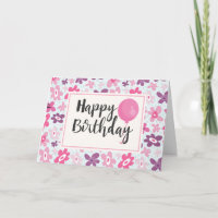 Rosa Blume Niedliche Whimsisches Muster Geburtstag
