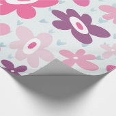 Rosa Blume Niedliches Muster Geschenkpapier (Ecke)