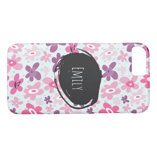 Rosa Blume Niedliches Muster Personalisiert Case-Mate iPhone Hülle (Rückseite (Horizontal))