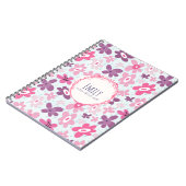 Rosa Blume Niedliches Muster Personalisiert Notizblock (Linke Seite)