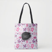 Rosa Blume Niedliches Muster Personalisiert Tasche (Vorderseite)