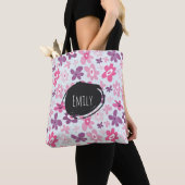 Rosa Blume Niedliches Muster Personalisiert Tasche (Von Nahem)