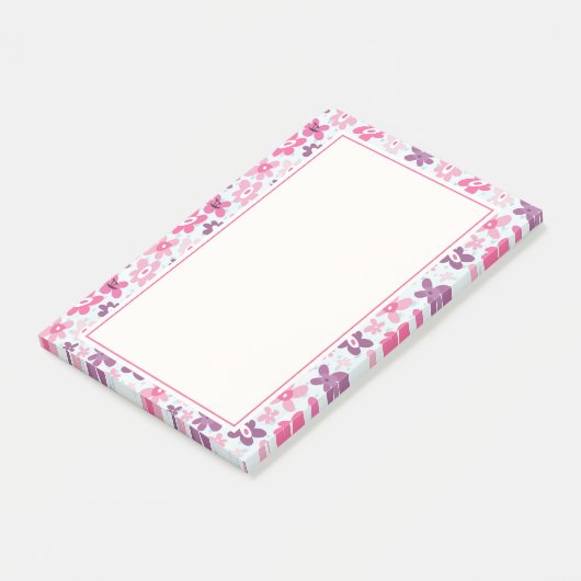 Rosa Blume Niedliches Muster Post-it Klebezettel (angewinkelt)