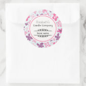 Rosa Blume Niedliches Muster Runder Aufkleber (Tasche)