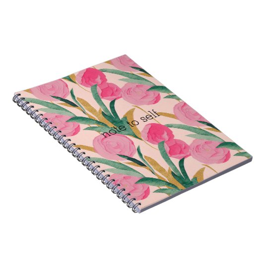 Rosa Blume Notizblock (Rechte Seite)