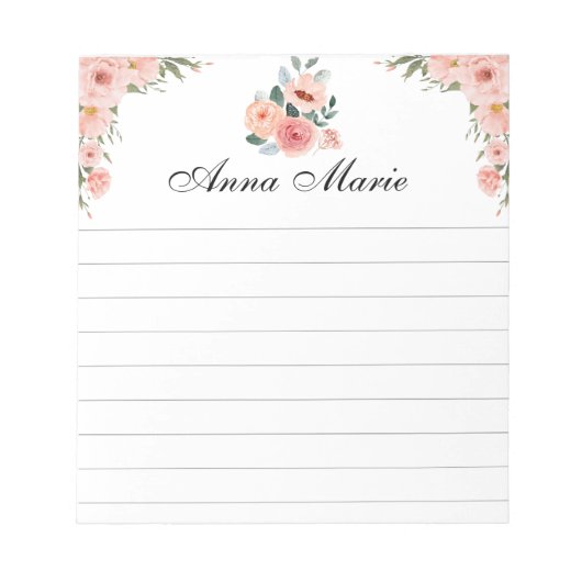 Rosa Blume Notizblock (Vorderseite)