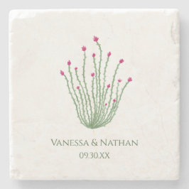 Rosa Blume Ocotillo Cactus Gastgeschenk Hochzeit Steinuntersetzer