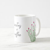 Rosa Blume Ocotillo Cactus Plus Kaffeefarbe Kaffeetasse (VorderseiteRechts)