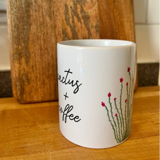 Rosa Blume Ocotillo Cactus Plus Kaffeefarbe Kaffeetasse