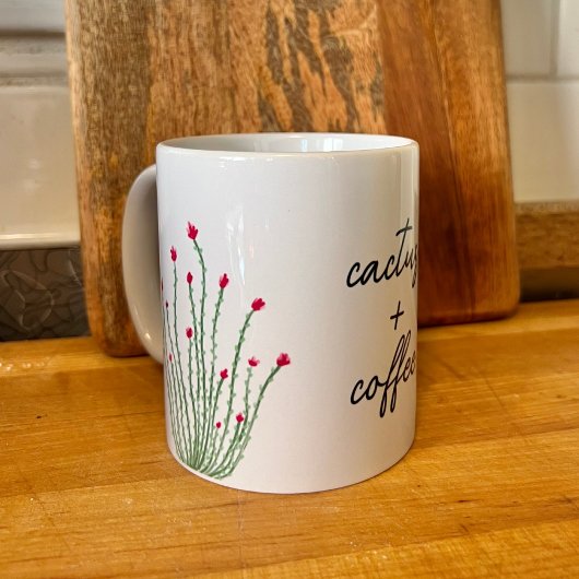 Rosa Blume Ocotillo Cactus Plus Kaffeefarbe Kaffeetasse