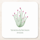 Rosa Blume Ocotillo Cactus Wedding Cocktail Hour Rechteckiger Pappuntersetzer (Vorderseite)