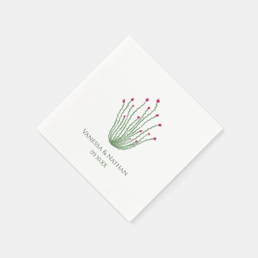 Rosa Blume Ocotillo Cactus Wedding Cocktail Serviette (Ecke)