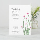 Rosa Blume Ocotillo Save the Date Karte (Stehend Vorderseite)
