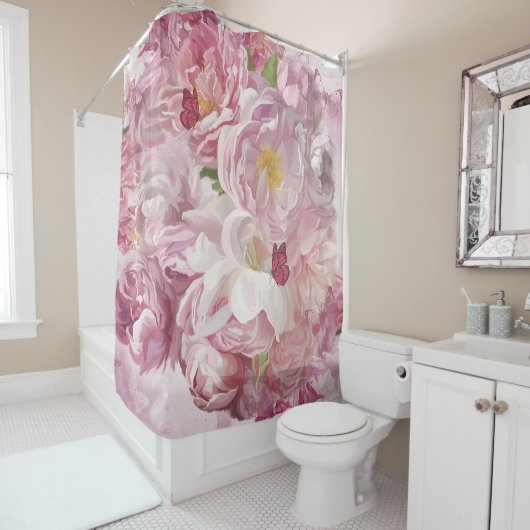 Rosa Blume Ölgemälde: zart Duschvorhang (Beispiel)