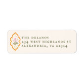 Rosa Blume Orange Ogee Antik-Serif-Text (Vorne)