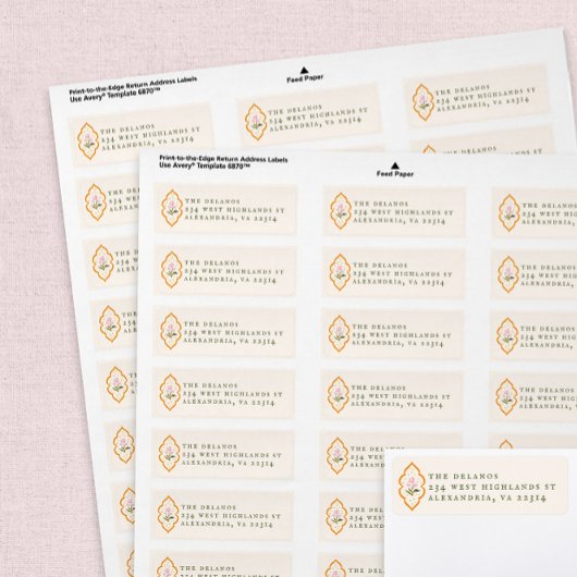 Rosa Blume Orange Ogee Antik-Serif-Text